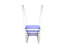 Confer Plastics Step-1X: Sturdy Above Ground Entry System with Dual Handrails and Slip-Resistant Steps, Easy Installation, Supports up to 400 lbs - Proudly Made in USA. White with Blue Treads