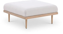 Meridian Furniture 55036Beige-Ott Laguna Collection Modern | Contemporary Outdoor Patio Ottoman with Teak Finish Aluminum, Waterproof Olefin Fabric, 35.5" W x 35.5" D x 17" H, Beige