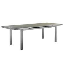Benzara Kylo 90 Inch Extendable Dining Table, Smooth Gray Aluminum Frame, Outdoor