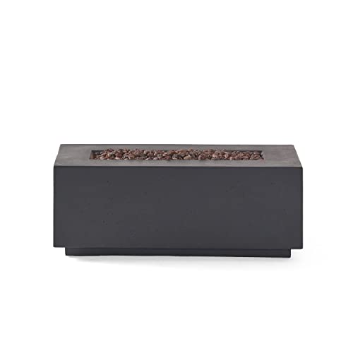 Christopher Knight Home Aidan Outdoor 40,000 BTU Rectangular Fire Pit (No Tank Holder) - Lightweight Concrete - Dark Gray