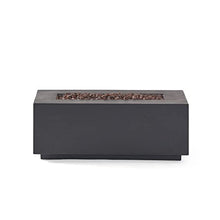 Christopher Knight Home Aidan Outdoor 40,000 BTU Rectangular Fire Pit (No Tank Holder) - Lightweight Concrete - Dark Gray