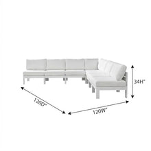 Outdoor Escape White Fabric Patio Modular Sectional, Weatherproof Cushions, 120X120 Inch, Contemporary Style, Ideal for Relaxing and Entertaining