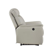 Lea Power Recliner Chair w USB, Foam Fill Light Gray Top Grain Leather