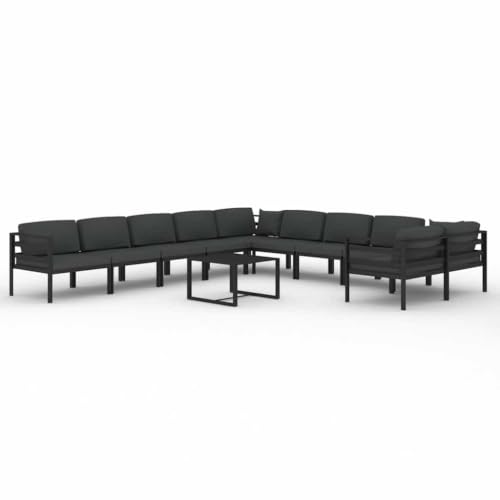 KTHLBRH 11 Piece Patio Lounge Set with Cushions Aluminum Anthracite