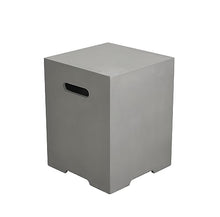 AMS Fireplace | Elementi Square-2 Smooth Light Gray 20 lbs Propane Tank Cover | Concrete GFRC Base | Dimensions: 15.7 x 15.7 x 20 inches | Perfectly Matches with Westport Fire Pit Table.