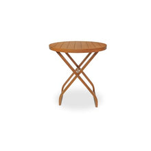 NADAAL STUDIOS Cassiopeia Outdoor Bistro Table, Round, Teak Wood, Natural Finish, Folding Design, Stow-Away Clips, Natural
