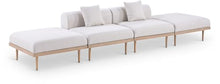 Meridian Furniture 55036Beige-S4C Laguna Collection Modern | Contemporary Outdoor Patio 4Pc. Modular Sofa, Teak Finish Aluminum, Waterproof Olefin Fabric, 142" W x 35.5" D x 28.5" H, Beige
