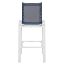 Outdoor Escape Navy Mesh Fabric Outdoor Patio Barstool Set of 2, Cushioned Seating, Contemporary Style, 44.5-Inch Height, 21.5-Inch Wide