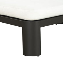 SAFAVIEH Couture Outdoor - Leilani Aluminum Coffee Table with Removable Cushion - Dark Grey & White - Modern Patio Ottoman Table for Deck & Backyard, 48" W x 27.6" D x 15.7" H (CPT4027A)
