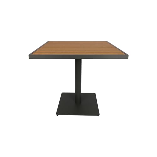 NewTechWood 32-5/8 in. Poly Aluminum Square Table with Black Frame (Peruvian Teak)