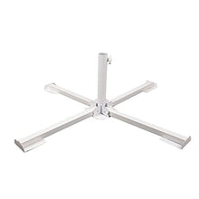 Metal Outdoor Umbrella Base,Foldable Beach Garden Patio Sunshade Parasol Base Thickening Cross Outdoor Stand Holder (White)