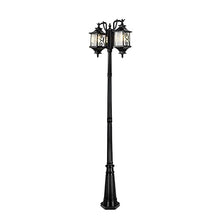 PAOOPA Outdoor LED Street Light, Double Head Landscape Light, Courtyard Pole Light for Fence Deck or Patio,2.35m