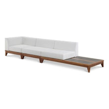 Meridian Furniture 389White-S128 Rio Collection Modern | Contemporary Outdoor Patio Off White Resilient Water Resisting Fabric Modular Sofa with Durable Acacia Wood Frame