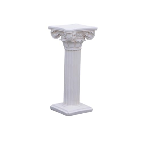 White Roman Pillar Pedestal Stand, Greek Column Figurine for Garden Backyard Patio