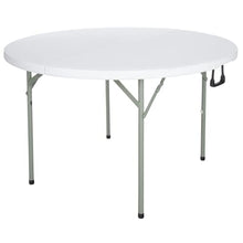 PRO&Family 10 Pack! 48" Round Heavy-Duty Granite White Plastic Bi-Folding Table. Folding Desk Bar Table Coffee Table Folding Camping Table Outdoor Bar Portable Table Foldable Table Bistro Table