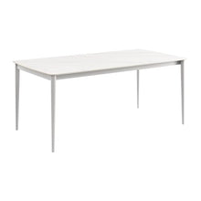 Armen Living Rhodes Outdoor Patio Rectangular Dining Table in Snowy Sintered Stone and Porcelain Finish
