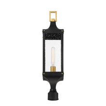 Savoy House 5-278-144 Glendale Vintage Traditional Clear Seeded Glass Outdoor Post Lantern, 1-Light 60 Watt, 28" H x 7" W, Matte Black and Weathered Brushed Brass