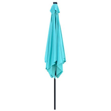 Square 2.5X2.5M Outdoor Patio Umbrella Solar Powered LED Lighted Sun Shade Market Waterproof 8 Ribs with Crank and Cross Base for Garden Deck Backyard Outside Swimming Pool