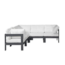 Outdoor Escape White Fabric Outdoor Patio Modular Sectional, Contemporary Style, Comfortable 90X90 Inch Seating, Weather-Resistant Cushioned Design