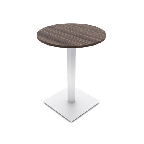 2 Person small Bistro Height Round Shaped Table with Square Base | Harmony Series Standing Height Meeting Table for Offices and Breakrooms | Scratch -Resistant Laminate | Natural Eucalyptus | 36"D x