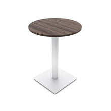 2 Person small Bistro Height Round Shaped Table with Square Base | Harmony Series Standing Height Meeting Table for Offices and Breakrooms | Scratch -Resistant Laminate | Natural Eucalyptus | 36"D x