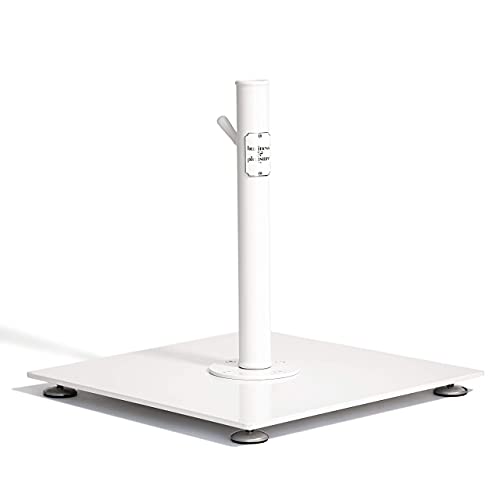 Business & Pleasure Co. Classic Patio Umbrella Base - Fits 6' to 11' Patio & Beach Umbrellas - Heavy Duty Square Metal Umbrella Stand Outdoor Base - White, 90 lbs