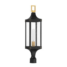 Savoy House 5-278-144 Glendale Vintage Traditional Clear Seeded Glass Outdoor Post Lantern, 1-Light 60 Watt, 28" H x 7" W, Matte Black and Weathered Brushed Brass