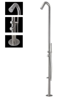 Wayime Free-Standing Brushed Stainless Steel 304 Outdoor Shower Silver