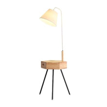 LUYOUBOZHU Floor Lamp 3-Tone LED End Table Lamp with Drawer, Nightstand for Bedroom Living Room(Natural)