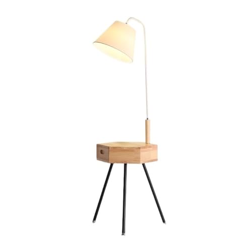 LUYOUBOZHU Floor Lamp 3-Tone LED End Table Lamp with Drawer, Nightstand for Bedroom Living Room(Natural)