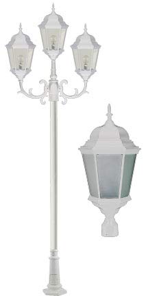 DABMAR LIGHTING GM2303-FROST-W 3 Light Post Fixture W/Frosted Glass 120 Volts, White