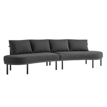 Modway Porta 2-Piece Outdoor Modular Sofa Set in Charcoal Anthracite – Modular 127 Inch Outdoor Sofa with Aluminum Frame, Woven Rope Detail, and Cushions
