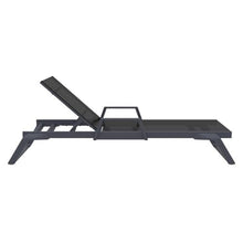 Compamia Tropic Arm Sling Chaise Lounge Dark Gray Frame Black Sling Grey