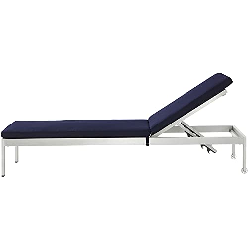 America Luxury - Outdoor Lounge Chair Chaise Aluminum Silver Blue
