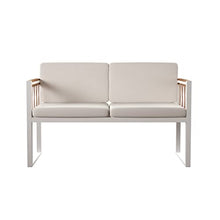 SEI Furniture Wallmond Cushioned Outdoor Loveseat Settee in Natural/White
