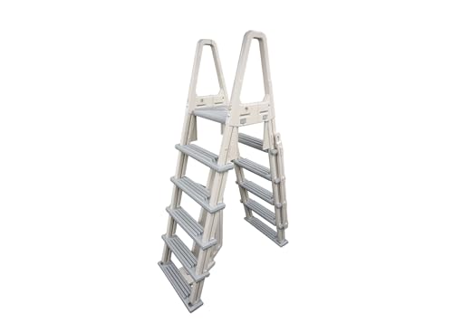 Confer Plastics 7000X Eliminator A-Frame Pool Ladder | Made in USA | Adjustable 48–54 in | Lockable Outer Steps | Heavy-Duty, Stable, Easy-Climb Design