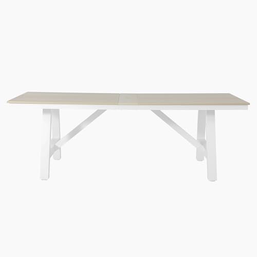 WestinTrends Cape May 90" HDPE Rectangle Outdoor Patio Dining Table with Umbrella Hole and Metal Frame, Sand