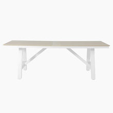 WestinTrends Cape May 90" HDPE Rectangle Outdoor Patio Dining Table with Umbrella Hole and Metal Frame, Sand