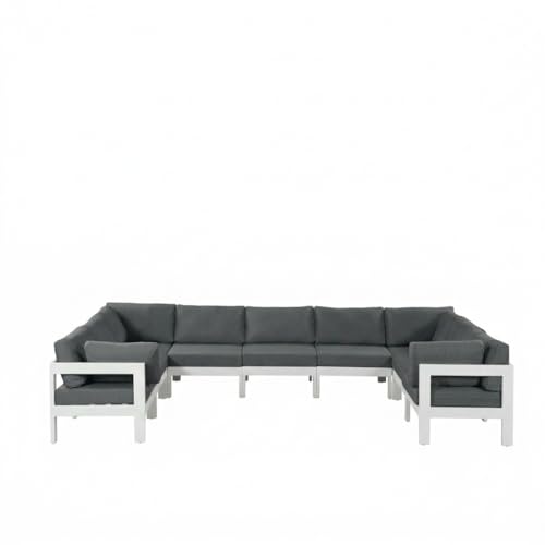 Outdoor Escape Gray Fabric Outdoor Patio Modular Sectional, Contemporary Style, Weather-Resistant Upholstery, Comfortable Back and Seat Heights
