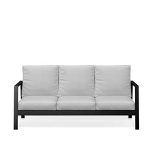 Seeheool 75" All-Weather Aluminum 3-seat Patio Sofa with Thick Light Gray Cushions & Black Frame