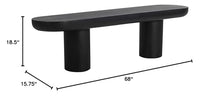 Moe's Home Collection Rocca Bench Black Stone Dining Benches