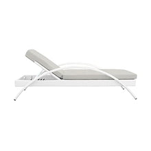 Armen Living Aloha Outdoor Patio Chaise Lounge Chair White Aluminum and Wicker with Gray Cushion