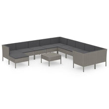 LDEWOAMEG 12 Piece Patio Lounge Set with Cushions Poly Rattan Gray