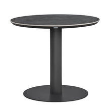 Armen Living Clarke 36 in. Round Outdoor Bar Table in Black with Sintered Stone Top and Metal Pedestal Base