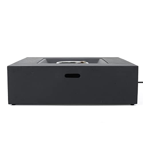 Christopher Knight Home Aidan Outdoor 50,000 BTU Square Fire Pit (No Tank Holder) - Lightweight Concrete - Dark Gray