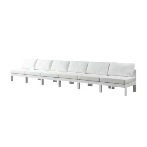 Outdoor Escape White Fabric Outdoor Patio Modular Sofa, Contemporary Style, 180-Inch Width, Lightweight and Comfortable, Ideal for Outdoor Living Spaces