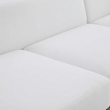 Outdoor Escape White Fabric Patio Modular Sofa, Acacia Wood Finish, Comfortable Seat, Durable Frame, Outdoor Living Space