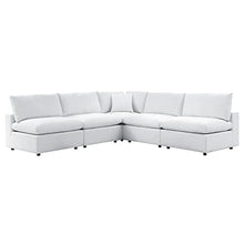 Modway Commix Sunbrella Outdoor Patio Sectional Sofa, 5 Piece Armless L Shape, White