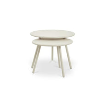 NADAAL STUDIOS Doran Outdoor Coffee Table, Round, Nesting Two-Piece, All-Steel Frame, Water Resistant, Cream - Set of 2