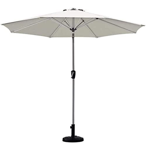 USZWBY Outdoor Garden Parasols White Garden Parasol 2.7m,Outdoor Sun Shade Umbrella with Crank Handle & Tilt Function,for Beach/Pool/Patio,UV Protective Without Base